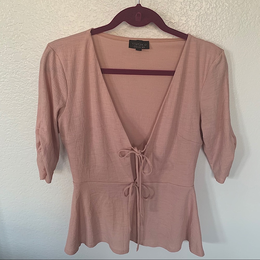 Topshop Pink Deep V Top